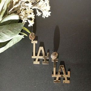 Gold Fashion LA Dodgers Earrings